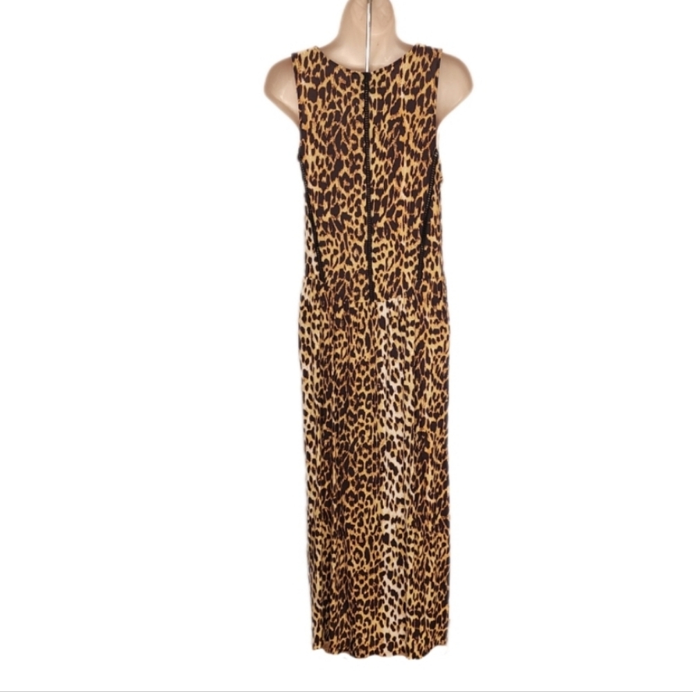 MINKPINK Dress Leopard Print 1/2 Button Down Slit Sides Loungewear Brown Size XS - Picture 12 of 16